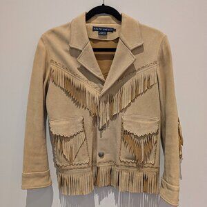 Ralph Lauren Blue Label suede 3/4 sleeve Fringe Jacket, size Medium